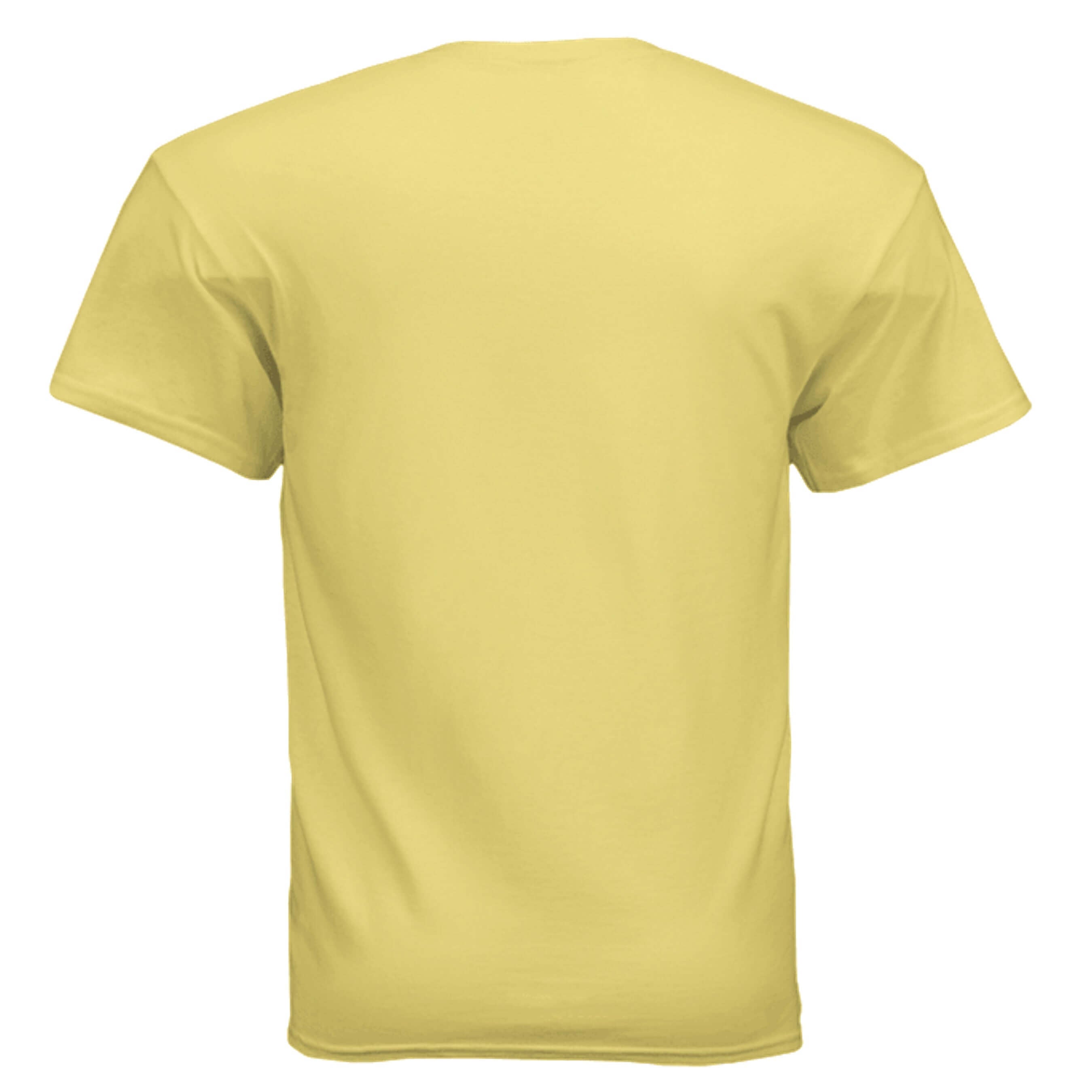 Back view of Eat Me Gildan G500 T-Shirt in vibrant yellow color, showcasing its classic fit and soft fabric.