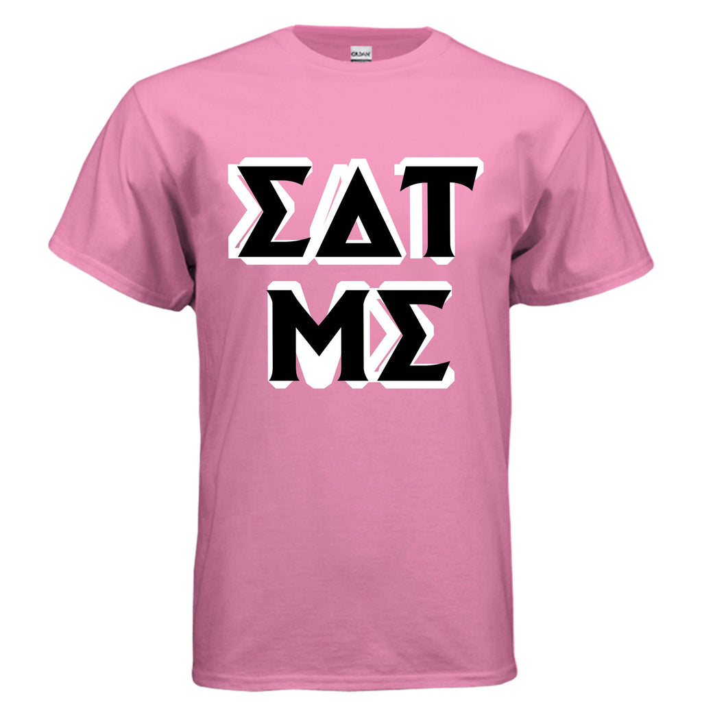 Eat Me T-Shirt in pink with bold graphic design, perfect for casual and stylish wear.